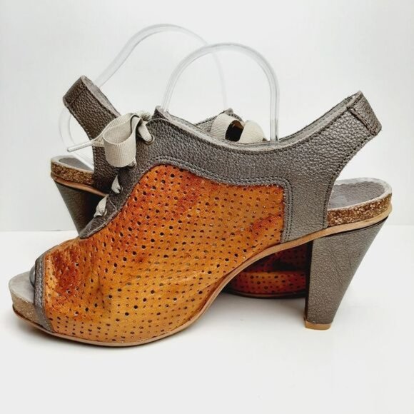 DKODE Peep-Toe Lace-up Perforated Leather High Heels Sz 10 | Eur 41 - Picture 10 of 14